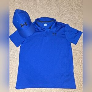 Under Armour Royal Blue Polo and Hat Combo